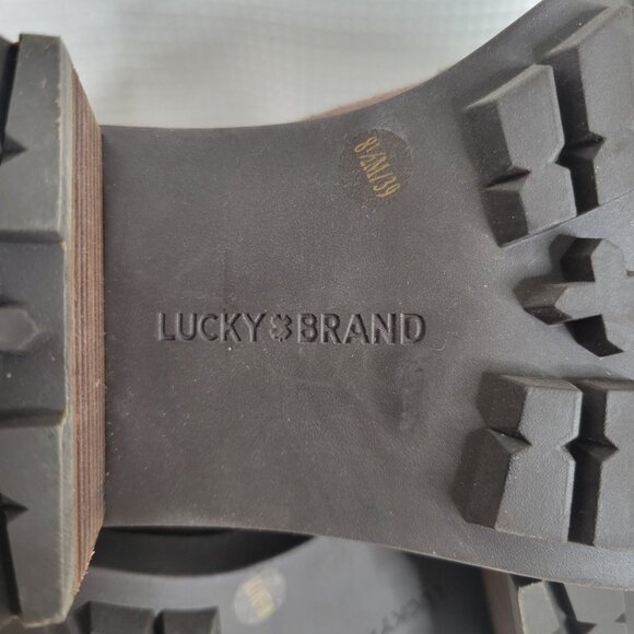 Lucky Brand Womens Size 8.5 Boots Suede Leather Lace-Up Zipper Chunky Heel Y2K - Picture 10 of 12